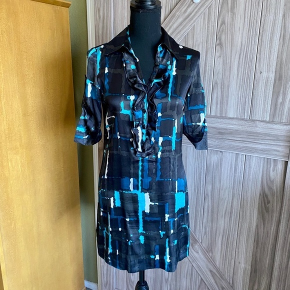Express women's black and blue print mini dress